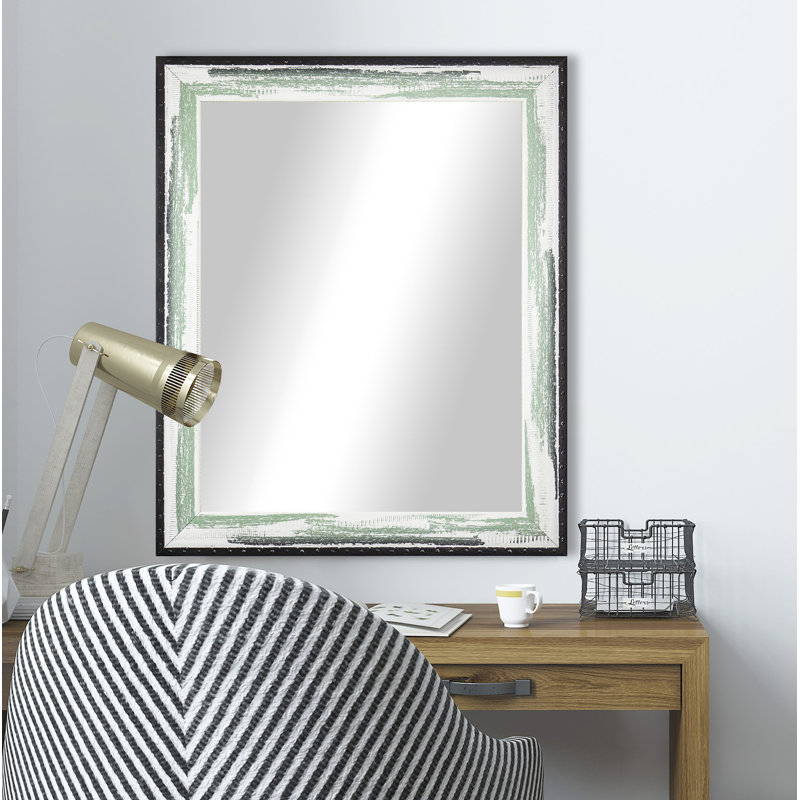 Miroir moderne et contemporain vieilli, H 34 po x l 30 po, Écume de mer