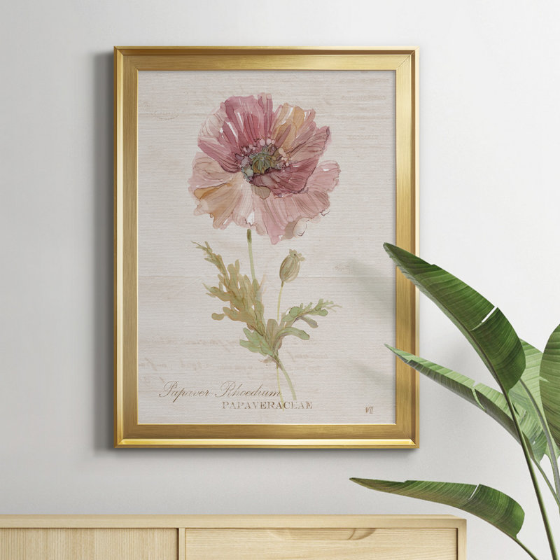 Soft Poppy - peinture sur toile encadrée, Or, H 22,5 po x l 30,5 po x P 1,5 po