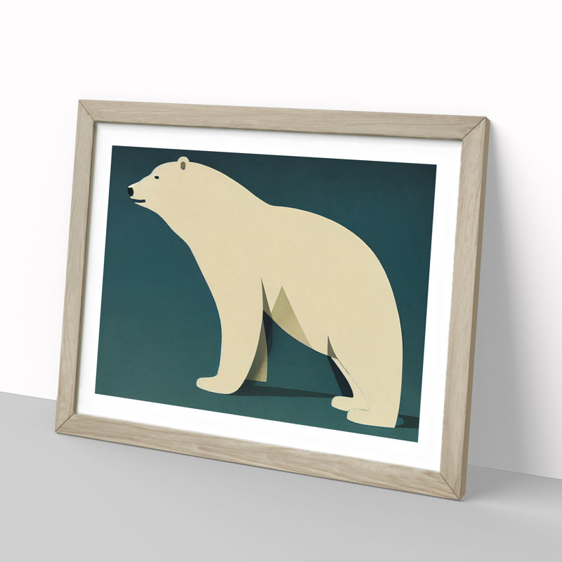 Intriguing Polar Bear Abstract - Framed Print, 46cm H x 64cm W x 2cm D, Oak