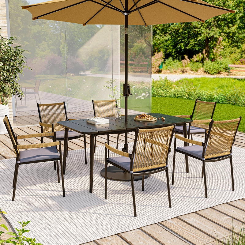 Shaeffer 7 Pieces Outdoor Patio Dining Set with Cushions