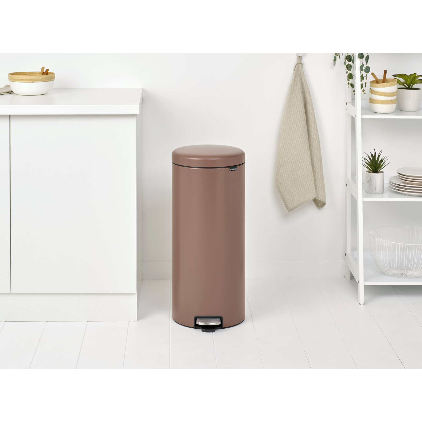Brabantia Newicon 8gal Step-On Trash Can, Satin Taupe