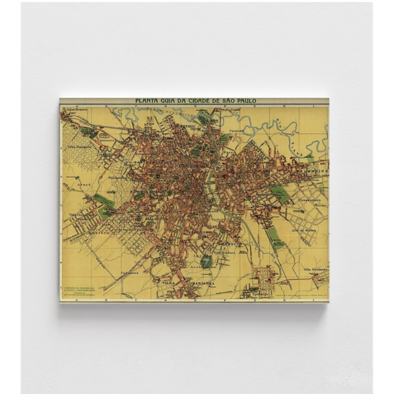 «Sao Paolo», Brésil, 1913 par cartes anciennes, décoration de maison brésilienne, carte antique du Brésil, affiche de carte de l'Amérique du Sud, ancienne carte de Saint-Paul