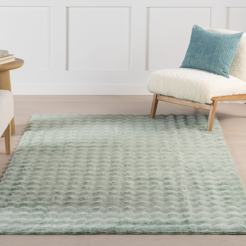Jeni SuperiorWash Solid Faux Rabbit Machine Washable Area Rug, Rectangle 7'6" x 9'6"
