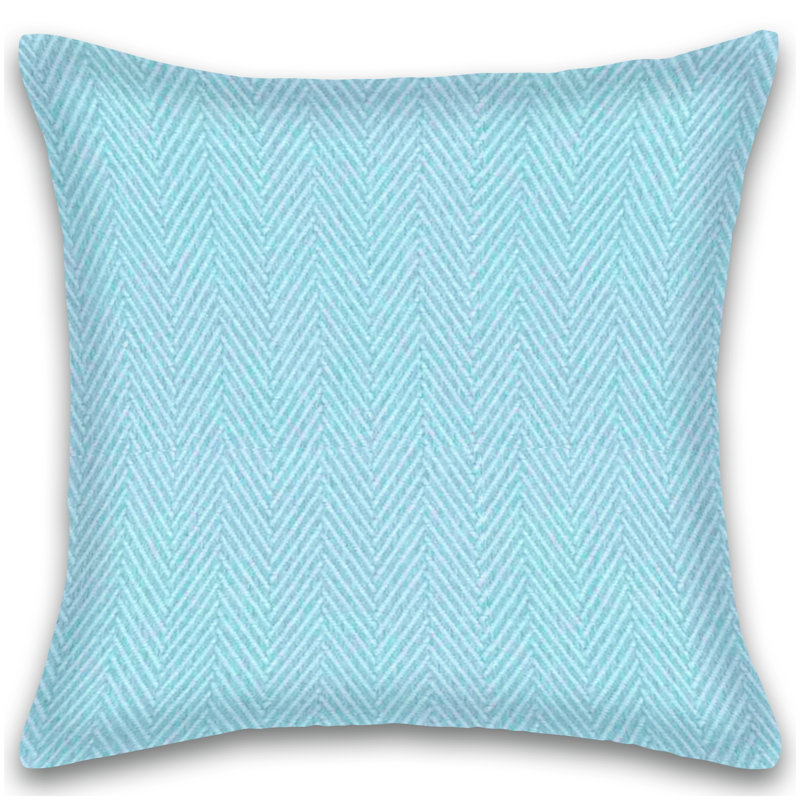 Herringbone Cotton Throw Pillow, Aqua