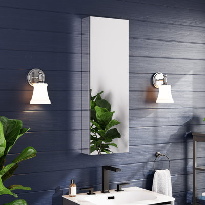 36"H Recessed or Surface Mount Frameless Bathroom Medicine Cabinet With Mirror and 3 Adjustable Glass Shelves