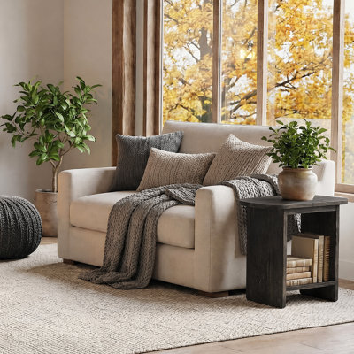 Table de bout en bois massif pour le salon, table d'appoint rectangulaire étroite avec 2 tablettes de rangement, table de chevet pour la chambre à coucher, l 23,6 po x P 11,8 po x H 23,6 po, ensemble de 2 (ensemble de 2)