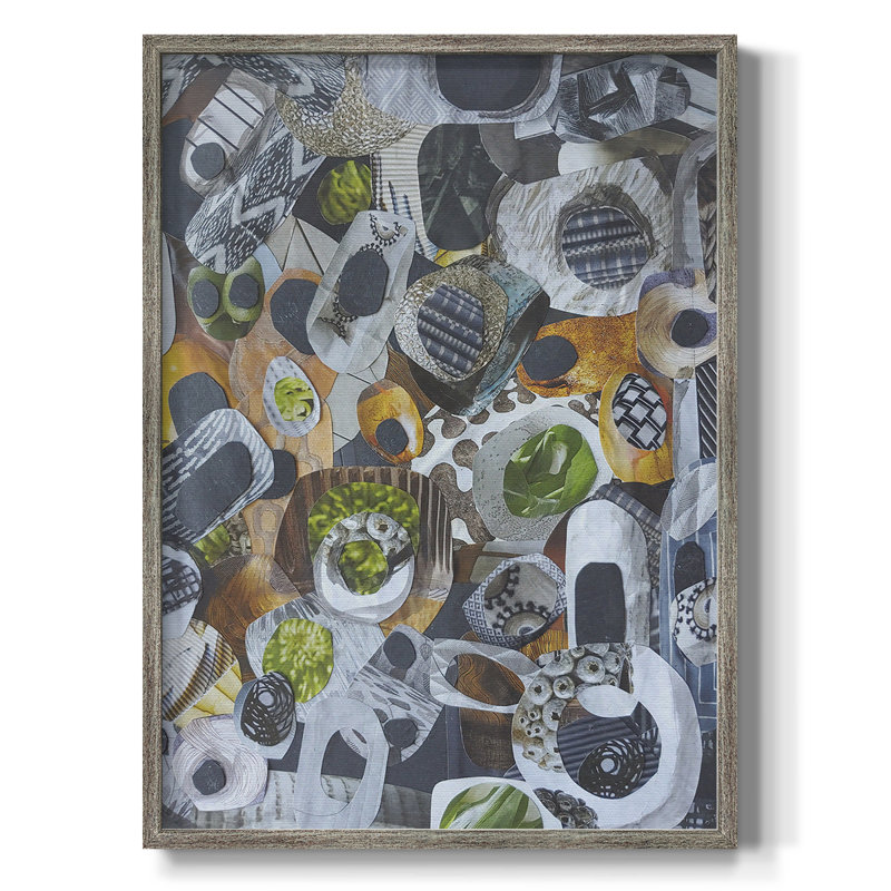 «Big Sur Stones» et reproduction encadrée de varech - bois massif, H 11 po x l 9 po
