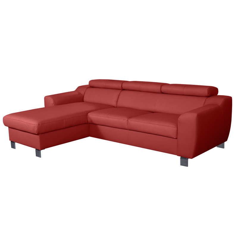 Alford Faux Leather Corner Sofa with Sleeping Function and Storage, Left Hand Facing, Red