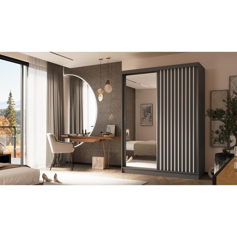 Ashantia 2 Door Sliding Wardrobe, Dark Gray