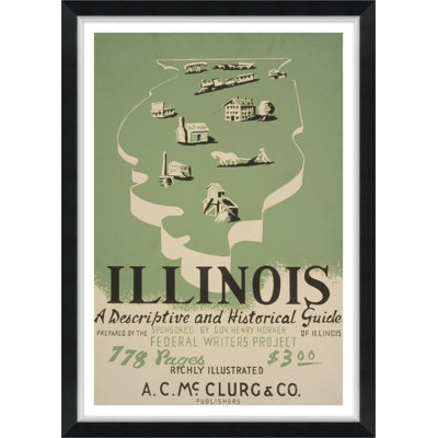 «Illinois Historic Guide», affiche vintage encadrée