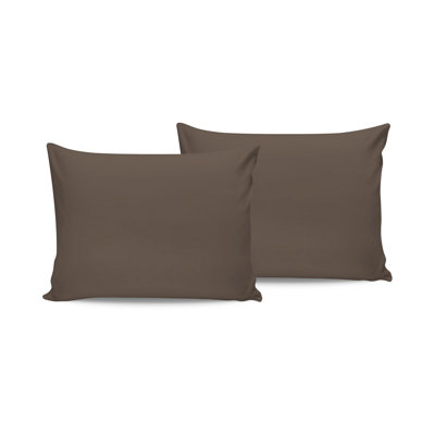 Luxurious 100% Cotton Pillowcase Set (2 Pieces), 19.7 x 31.5 inches | Soft Ranforce Fabric, 4.1 oz/sq yd | Machine Washable at 104°F, No Bleach | Elegant Brown Color, Perfect for Cozy Bedrooms