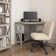 Egils 34W X 34D Small Corner Desk And Chair Set In Washed Grey, Farmhouse Workspace Solution For Home Office