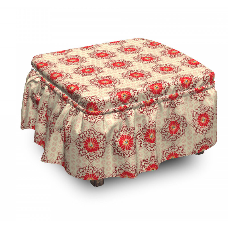 Housse pour repose-pieds floral mandala fleurs