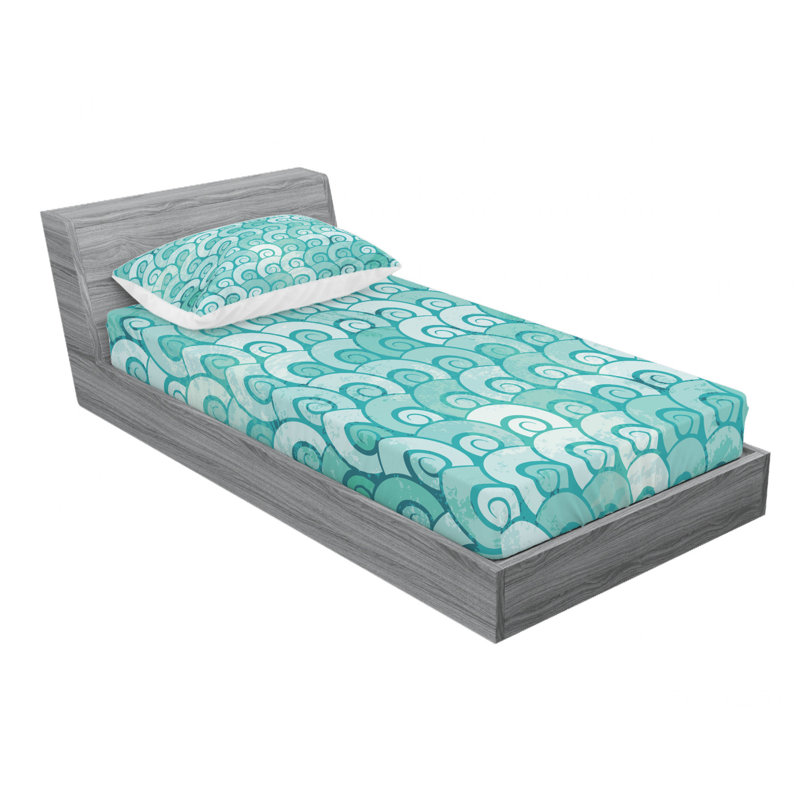 Ensemble de draps Swirled Sea Waves, Ensemble de draps pour lit simple TG avec drap-hou