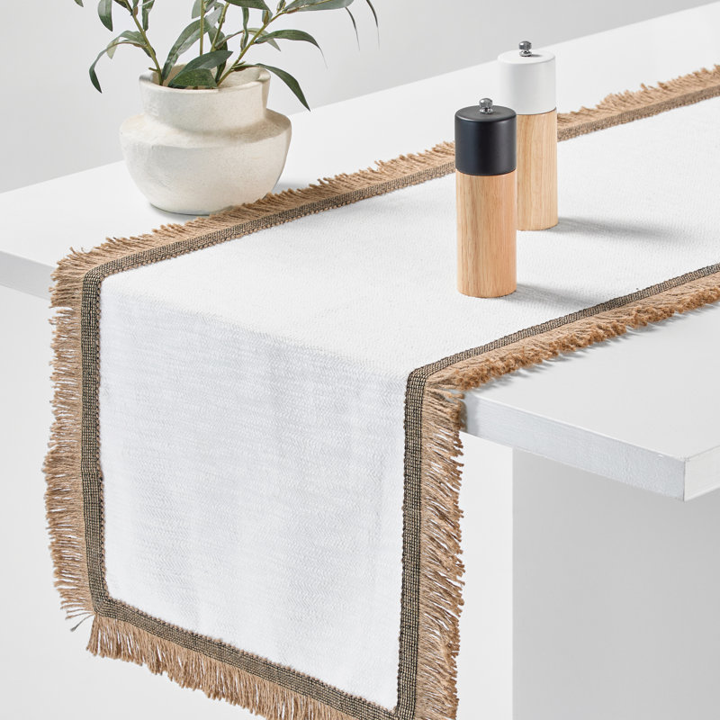 Boho Fringe Table Runner - Machine Washable - 80 Inches Long - Ideal for Kitchen and Dining Room Table