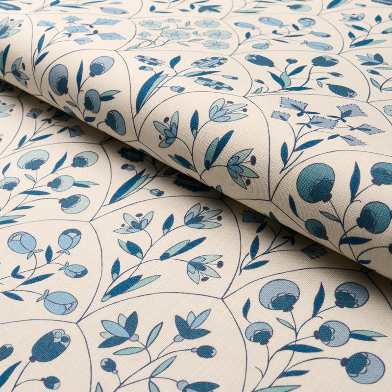 Frances Floral Indoor/Outdoor Fabric, Blues
