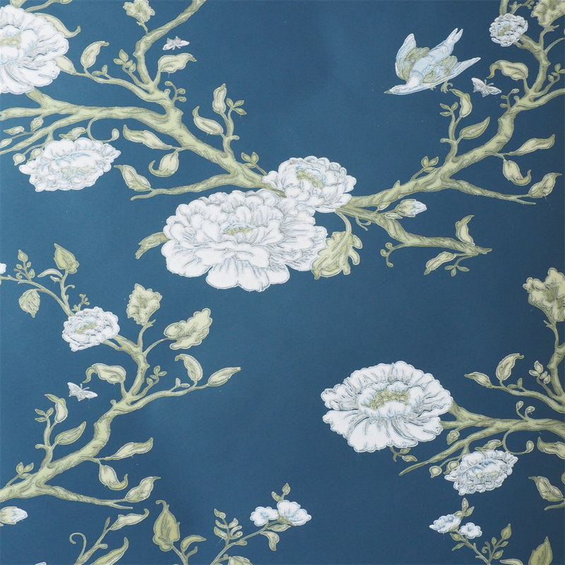 Papier peint floral fantaisiste , Bleu, L 393,7 po x l 20,87 po