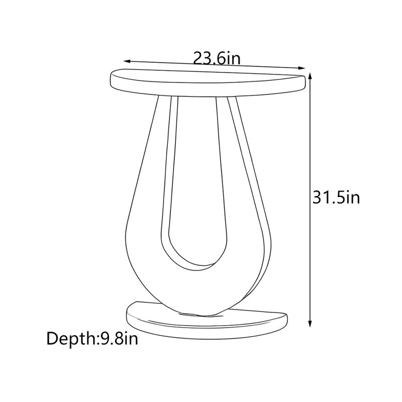 Table d'entrée moderne semi-circulaire, H 31,5 po x l 23,6 po x P 9,8 po, Bois rouge