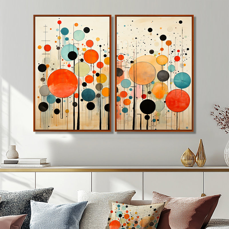 Vert beige rétro Mid-Century abstrait I - art mural vert, H 36 po x l 48 po, Reproduction encadrée sans passe-partout, Brun