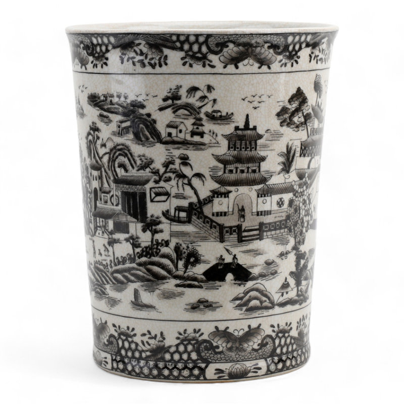 Poubelle en porcelaine noire / blanche