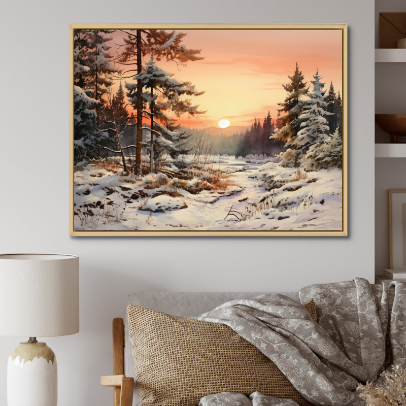 Winter Winter Tree Horizon sur toile, H 24 po x l 32 po x P 1 po, Cadre naturel flottant