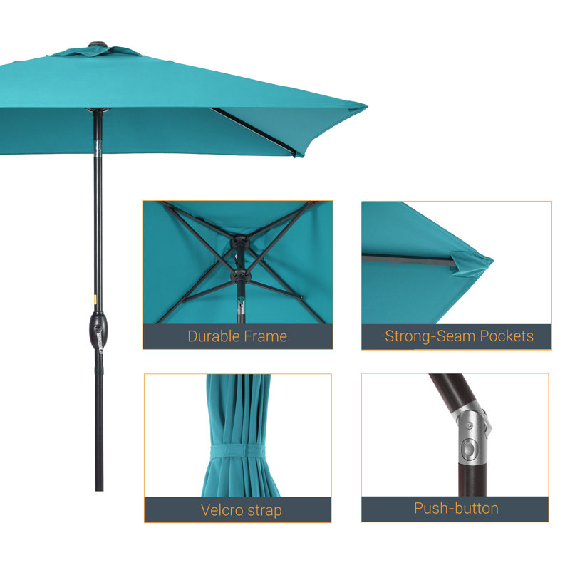 Parasol de marché carré 78,1 po Sakia, Bleu lac