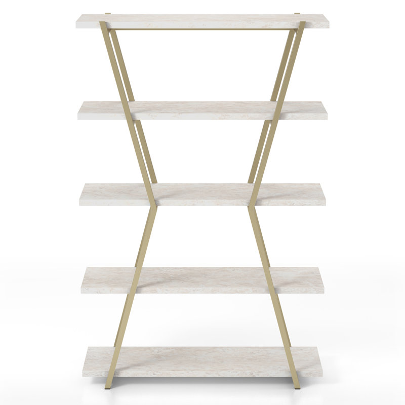 Biram 72"H Steel Etagere Bookcase, Champagne