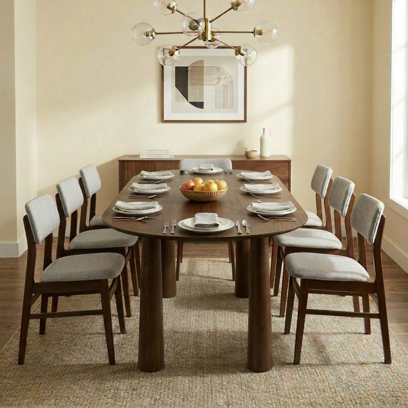 Table de cuisine ovale en bois 30 po avec 4 pieds, Noyer, H 30 po x L 79 po x l 40 po