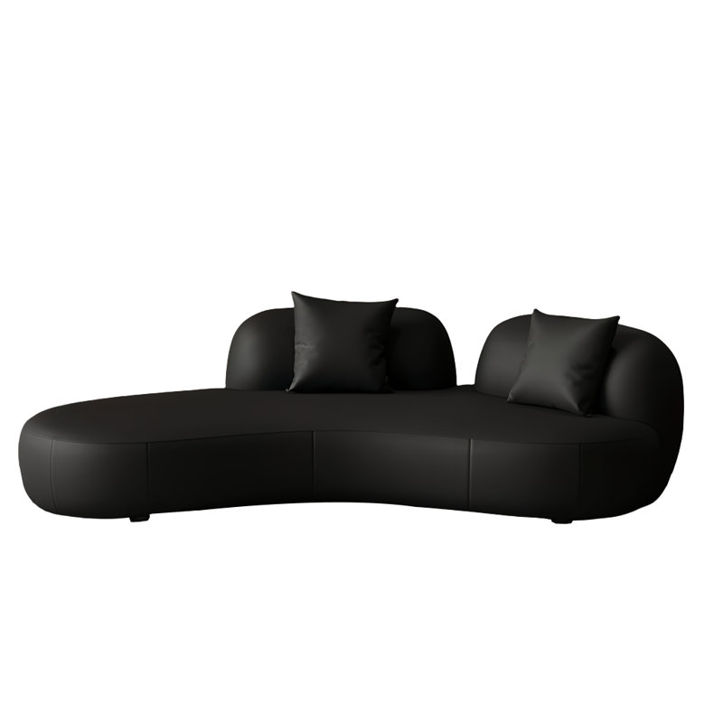 Canapé noir en bois massif, H 27,56 po x l 78,74 po x P 37,4 po