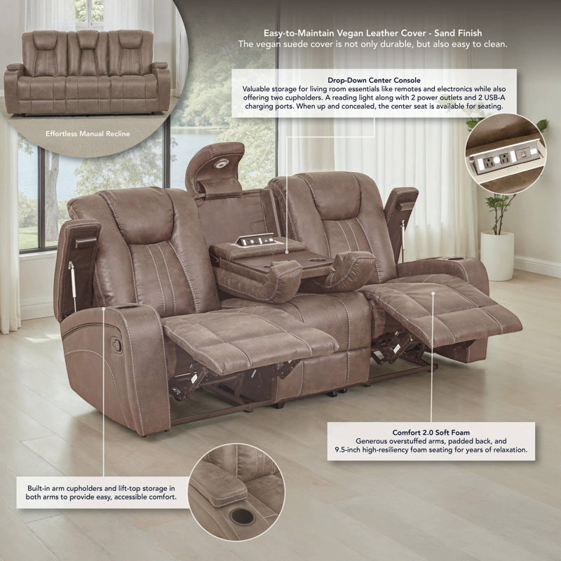Marlow Manual Reclining Sofa, Sand