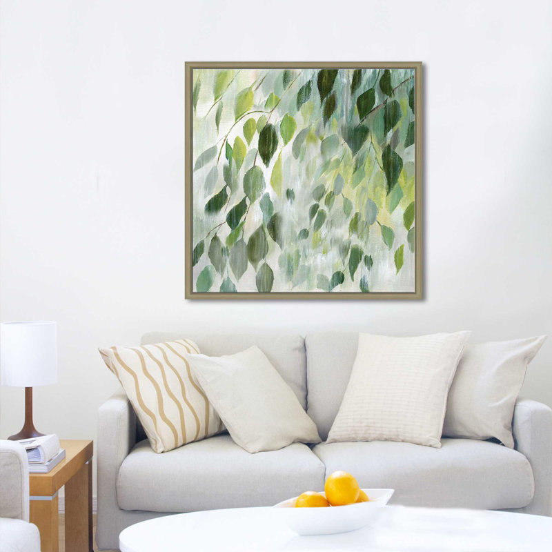«Misty Leaves (Square)» par Nan Print, Cadre flottant champagne, H 31,5 po x l 31,5 po x P 2 po