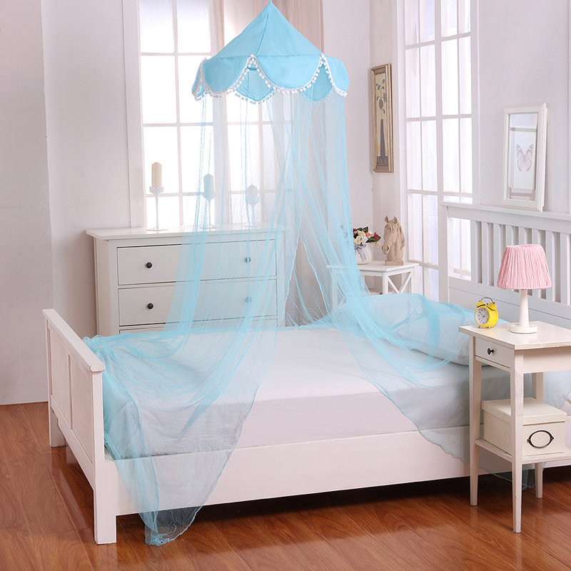 Baldaquin pliable transparent à anneau pour lit d'enfant Pom Pom, Bleu