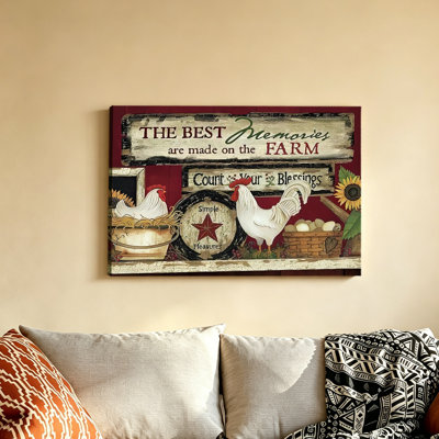 Farmhouse Chicken Wall Art Rooster Sunflower Picture
