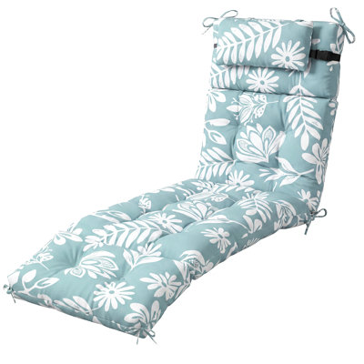 Outdoor 5'' Chaise Lounge Seat Back Cushion with Headrest and Ties