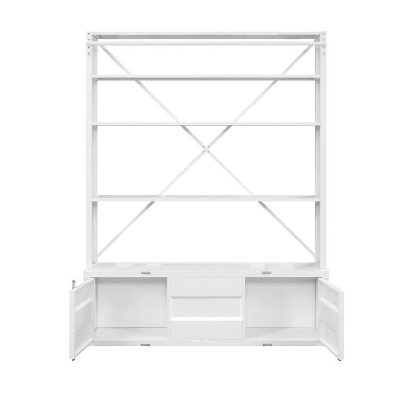 White Finish Bookcase W/Ladder, White