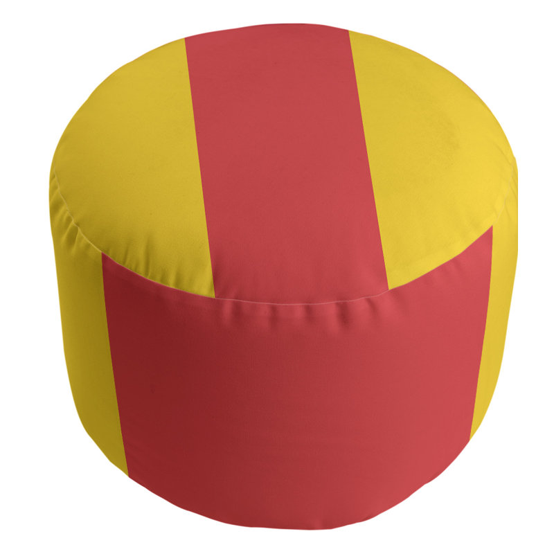 Repose-pieds cubique rond à rayures 20,5", Jaune / rouge / jaune