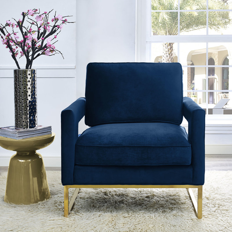 Avery Velvet Armchair, Navy