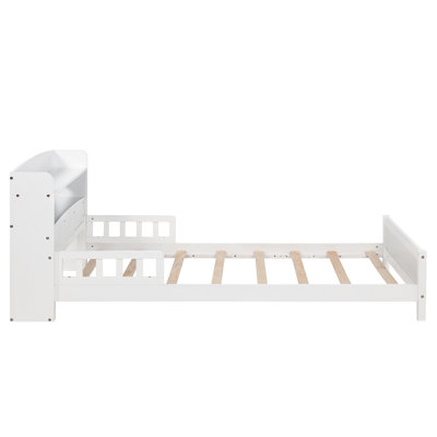 Pine Wood Bed with Bookcase Headboard