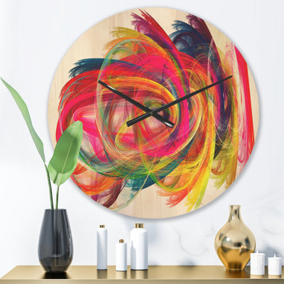 Horloge murale moderne en bois coloré