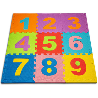 ToyVelt Interlocking Puzzle Floor Foam Playmat | 12x12 10 Tiles - Interlocking Number Play Mat – Educational Large Puzzle Foam Floor Tiles for Crawling, Exercise, Playroom, Play Area