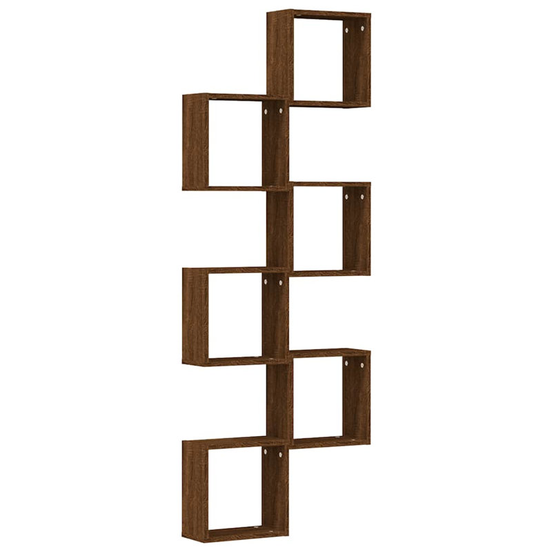 Wall Cube Shelves 6 Pcs 30X15x30 Cm, Brown Oak