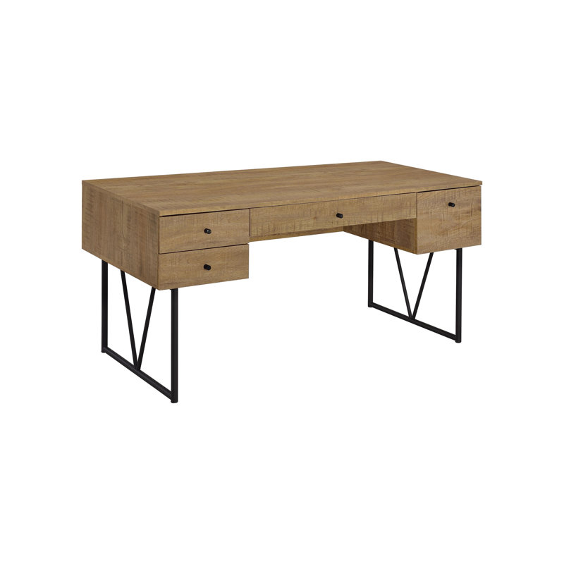 63.4" W Rustic Writing Desk, Brown