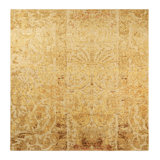 Rug & Kilim’S Distressed European Square Rug In Beige-Brown & Gold Florals