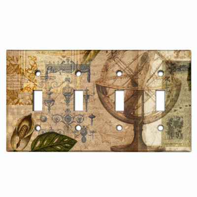 Copper Rust Patina Teal Print 4 - Gang Toggle Light Switch Standard Wall Plate
