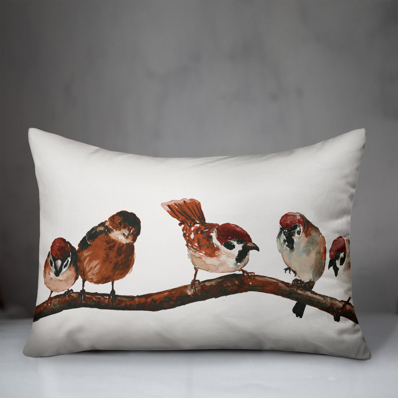 Brown Birds on Branch Rectangular Indoor/Outdoor Pillow