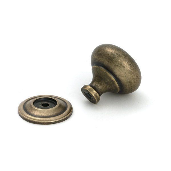Mushroom Cabinet Knob, 1.54" Knob Diameter, Burnished Brass
