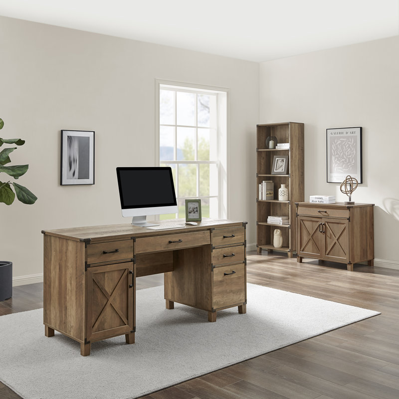 Nguyen 3 Piece Computer Desk Executive Desk Office Set with Bookcase