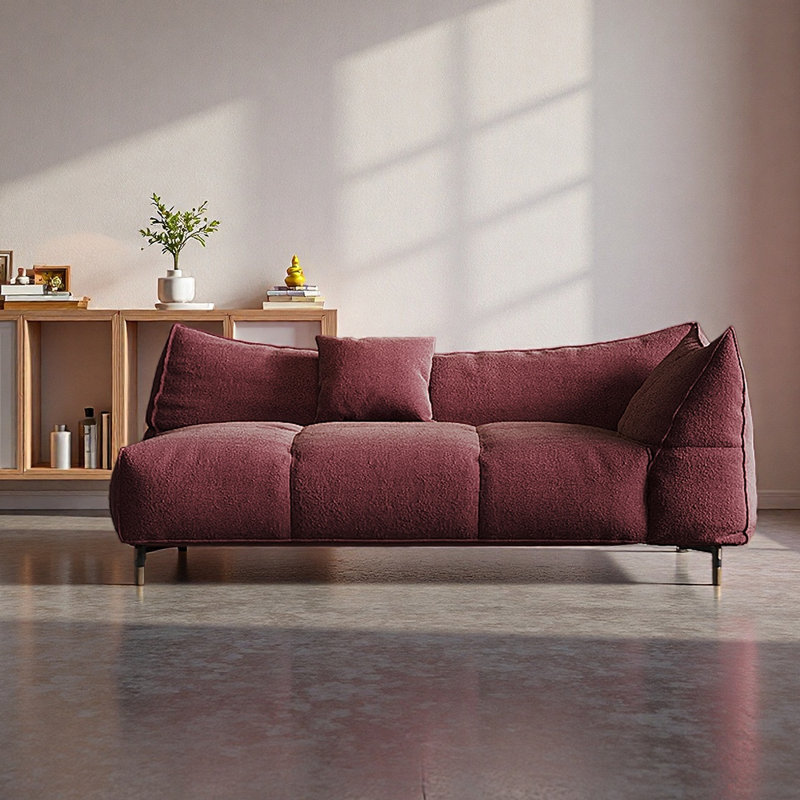 Chaise longue en flanelle de luxe en bois massif, Orienté à droite, Rouge vin