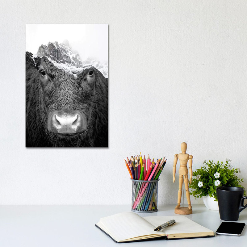 Bull by Paul Haag - Print on Canvas, Wrapped Canvas, 20.32 cm H x 30.48 cm W