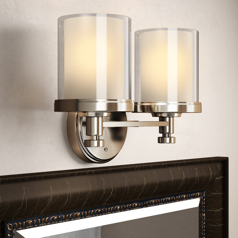 Tussey 2 - Light Dimmable Vanity Light, Brushed Nickel/Clear Outer with Frosted Inner